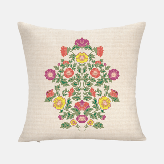 Floral Wilderness – Hand-Painted Linen Pillow Cover