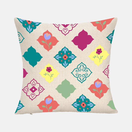 Rangreza - Colorful Hand-Painted Linen Pillow Cover