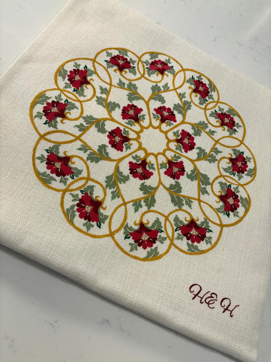 Regal Wheel - Hand-Painted Linen Pillow Cover