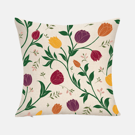 Tulip Trails – Hand-Painted Tulip Pillow Cover