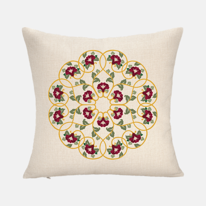 Regal Wheel - Hand-Painted Linen Pillow Cover