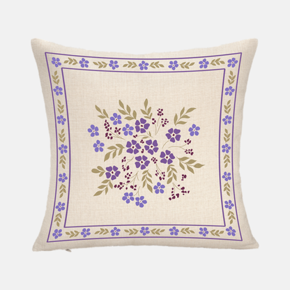 Lilac Bouquet - Hand-Painted Floral Pillow Cover