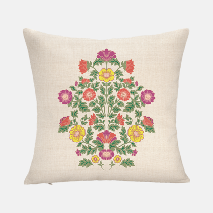 Floral Wilderness – Hand-Painted Linen Pillow Cover
