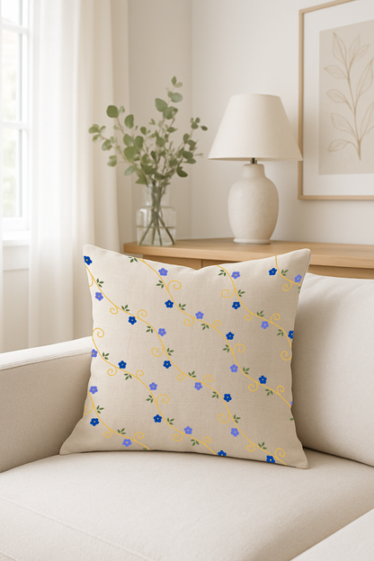 Vivid Vines - Hand-Painted Floral Pillow Cover