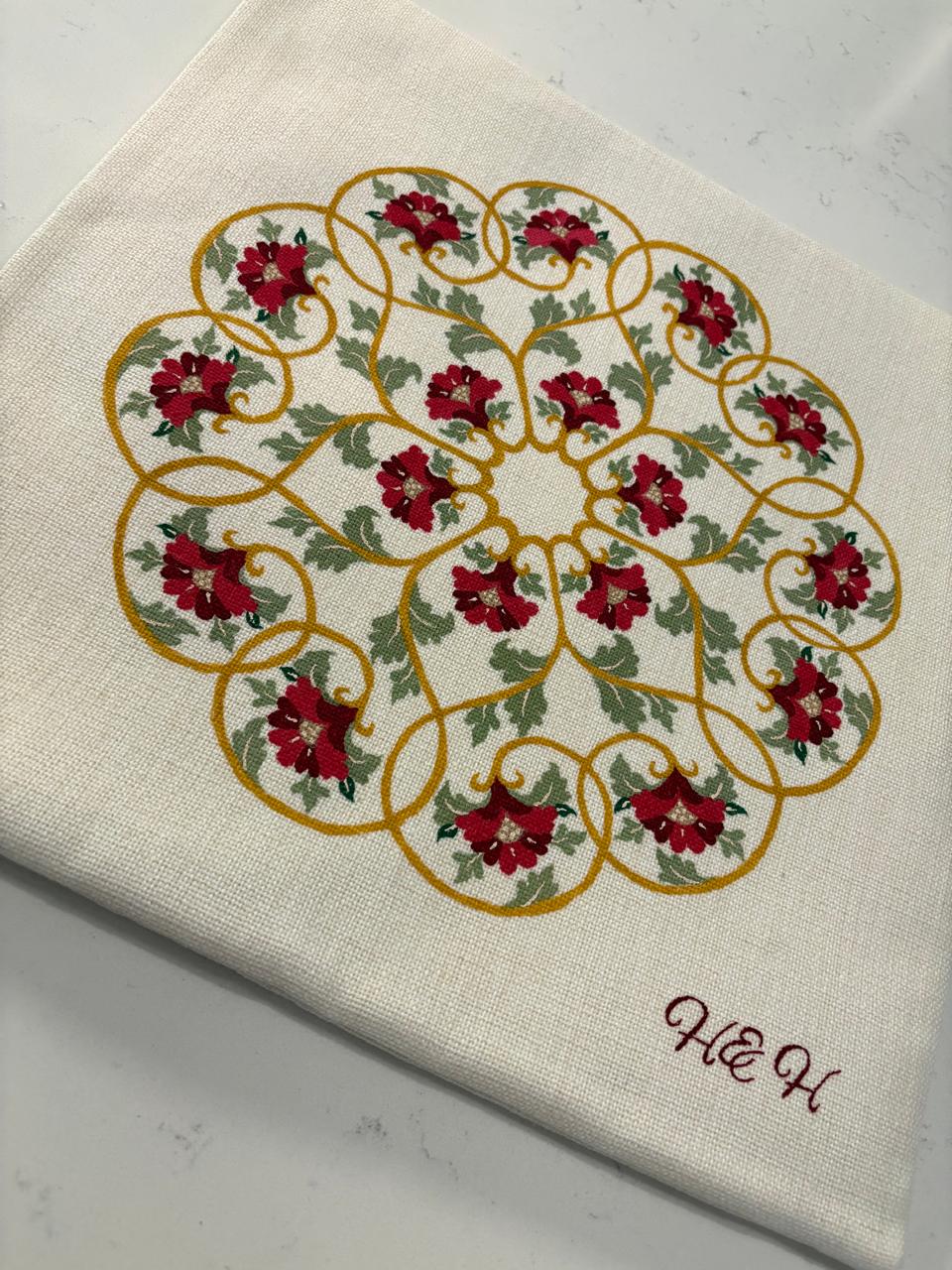 Regal Wheel - Hand-Painted Linen Pillow Cover