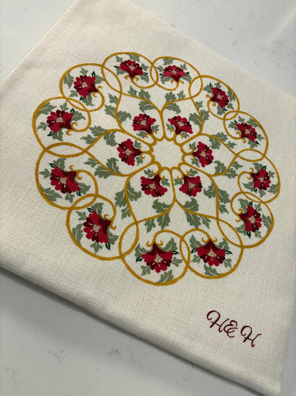 Regal Wheel - Hand-Painted Linen Pillow Cover