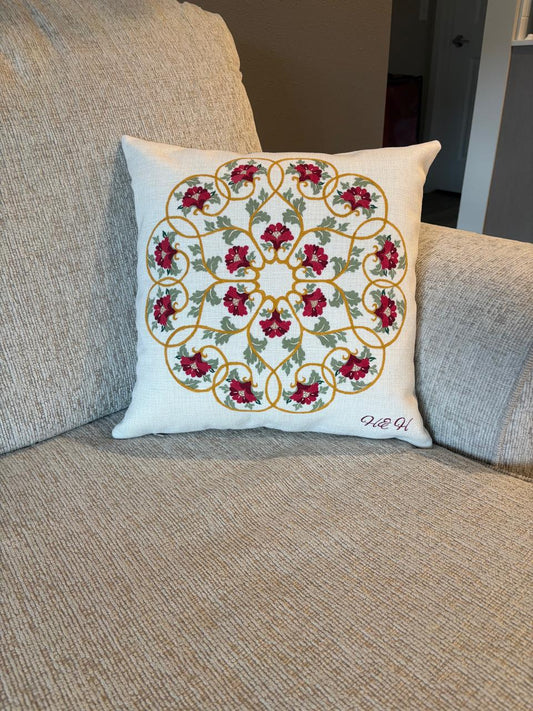 Regal Wheel - Hand-Painted Linen Pillow Cover