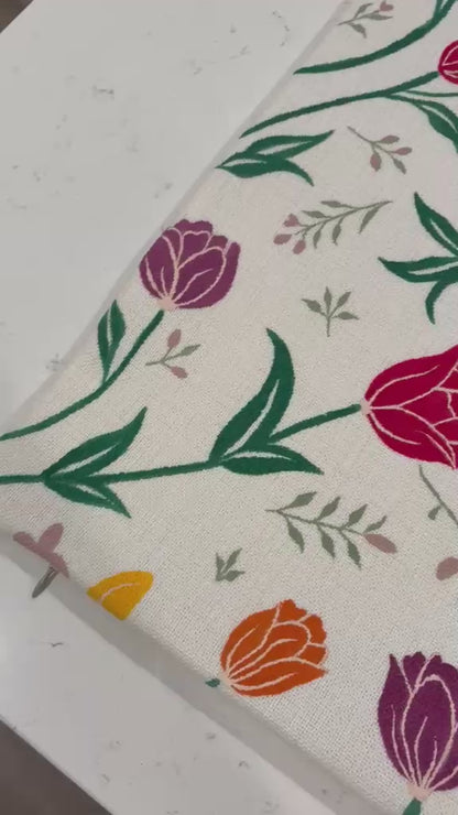 Tulip Trails – Hand-Painted Tulip Pillow Cover