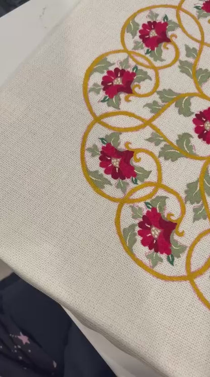 Regal Wheel - Hand-Painted Linen Pillow Cover